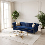 3 Seater Sofa With Rolled Arms, Vertical Channel Tufted Backrest