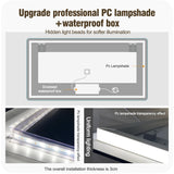 Frameless Bathroom Mirror With Light, LED Backlit, Tri Color Dimming, Anti Fog, Smart Sensor - Silver