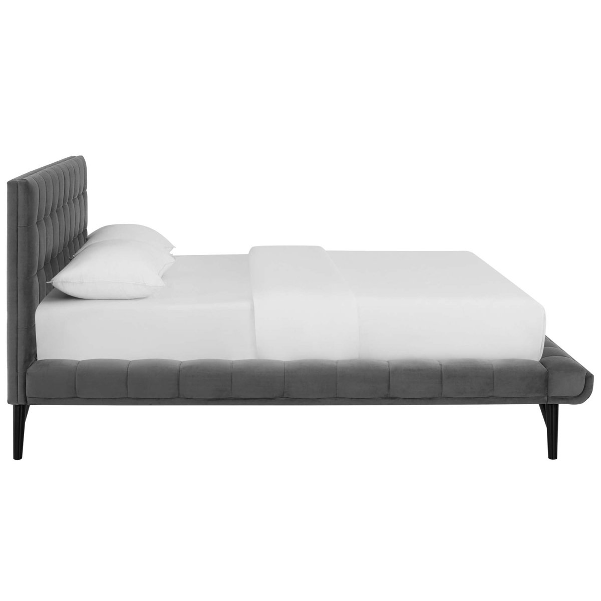 Biscuit Tufted Performance Velvet Queen Platform Bed - Platform Bed available at Alpine Outlets in Denver