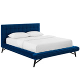 Biscuit Tufted Performance Velvet Queen Platform Bed - Platform Bed available at Alpine Outlets in Denver