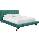 Biscuit Tufted Performance Velvet Queen Platform Bed - Platform Bed available at Alpine Outlets in Denver