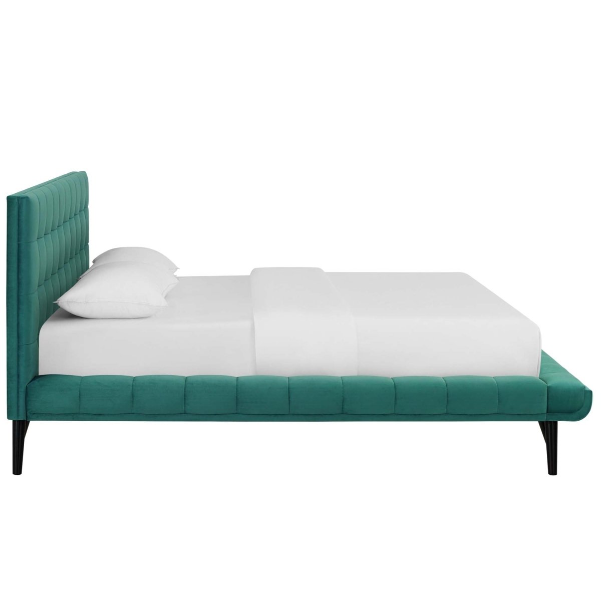Biscuit Tufted Performance Velvet Queen Platform Bed - Platform Bed available at Alpine Outlets in Denver