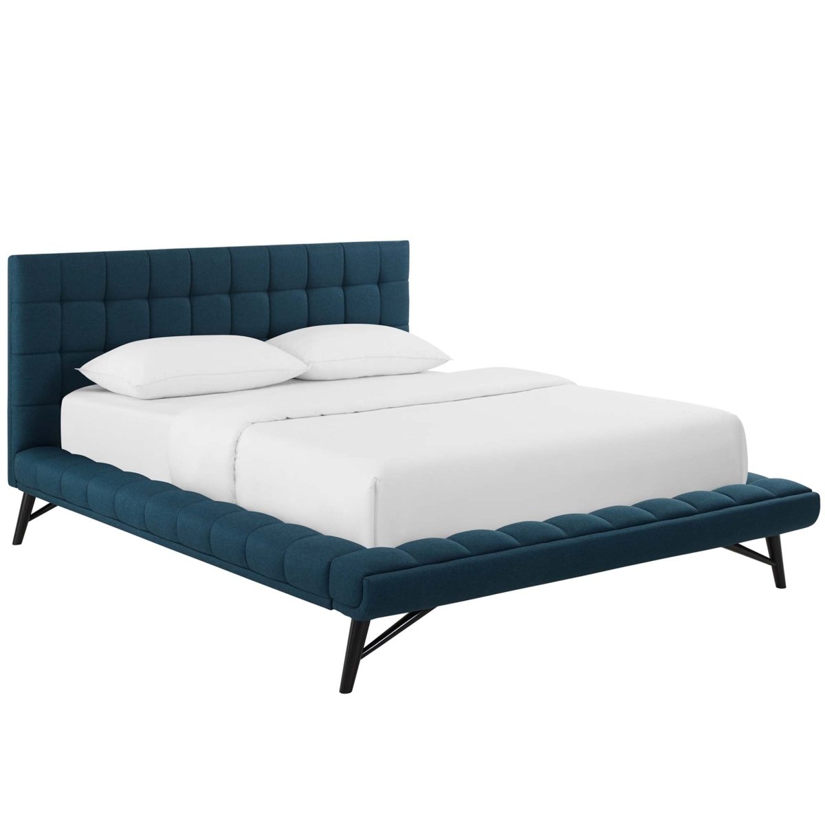 Biscuit Tufted Performance Velvet Queen Platform Bed - Platform Bed available at Alpine Outlets in Denver
