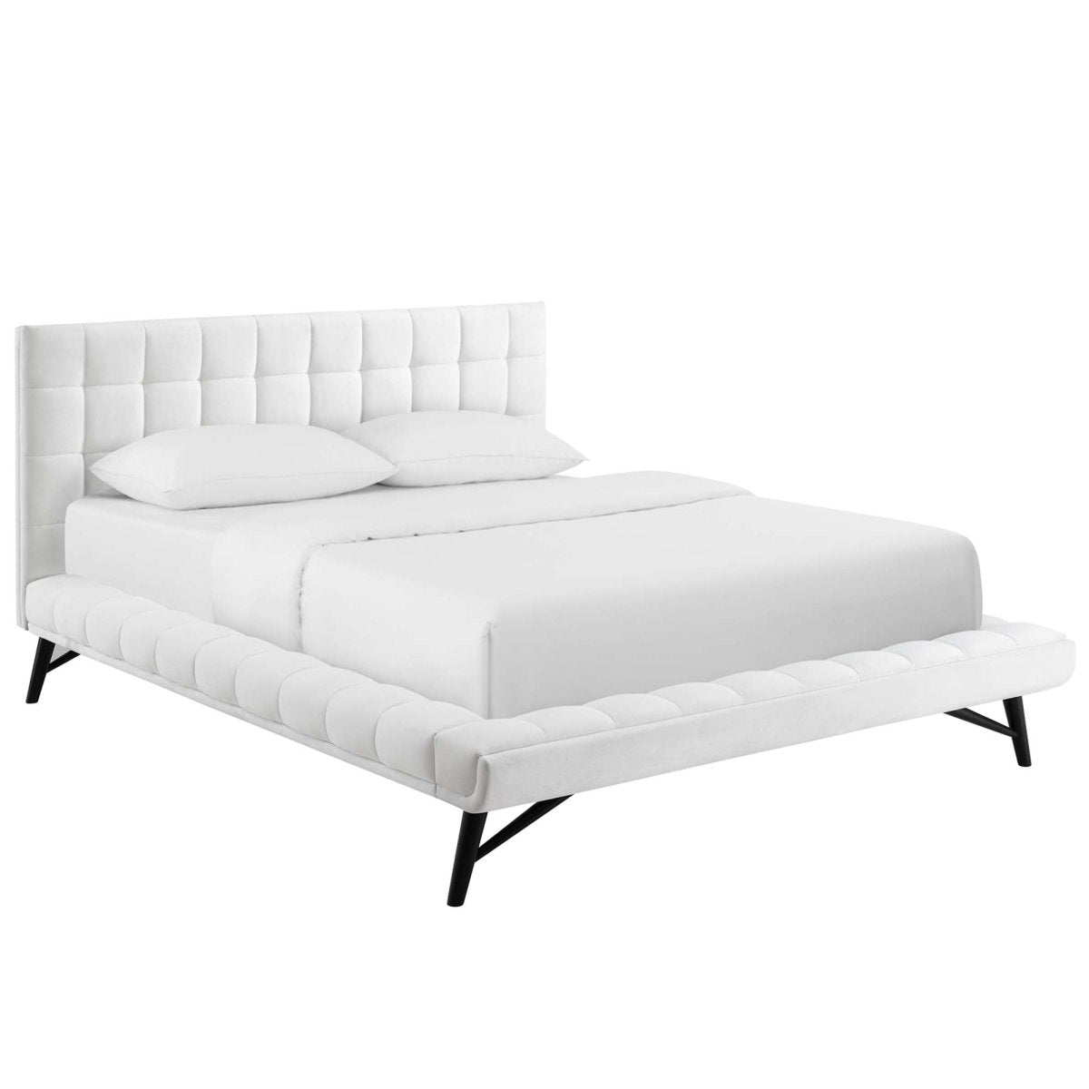 Biscuit Tufted Performance Velvet Queen Platform Bed - Platform Bed available at Alpine Outlets in Denver