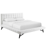 Biscuit Tufted Performance Velvet Queen Platform Bed - Platform Bed available at Alpine Outlets in Denver