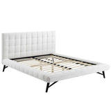 Biscuit Tufted Performance Velvet Queen Platform Bed - Platform Bed available at Alpine Outlets in Denver