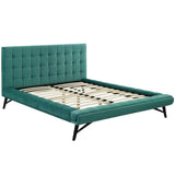 Biscuit Tufted Performance Velvet Queen Platform Bed - Platform Bed available at Alpine Outlets in Denver