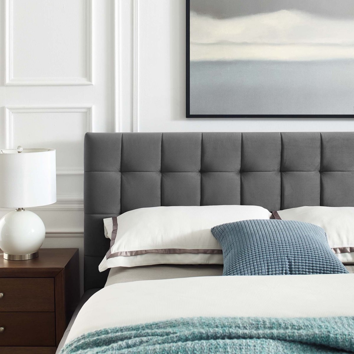Biscuit Tufted Performance Velvet Queen Platform Bed - Platform Bed available at Alpine Outlets in Denver