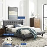 Biscuit Tufted Performance Velvet Queen Platform Bed - Platform Bed available at Alpine Outlets in Denver