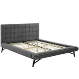 Biscuit Tufted Performance Velvet Queen Platform Bed - Platform Bed available at Alpine Outlets in Denver
