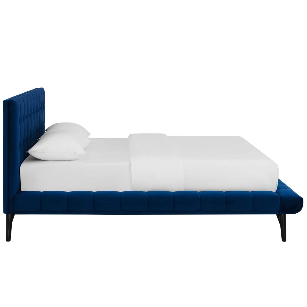Biscuit Tufted Performance Velvet Queen Platform Bed - Platform Bed available at Alpine Outlets in Denver