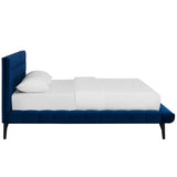 Biscuit Tufted Performance Velvet Queen Platform Bed - Platform Bed available at Alpine Outlets in Denver