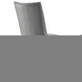 Black Gray Channel Tufted Vegan Leather Office Chair – Nailhead Trim - Workspace - Alpine Outlets