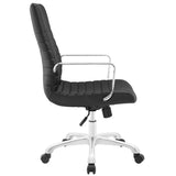 Black Mid Back Office Chair – Chrome and Aluminum Frame - Workspace - Alpine Outlets