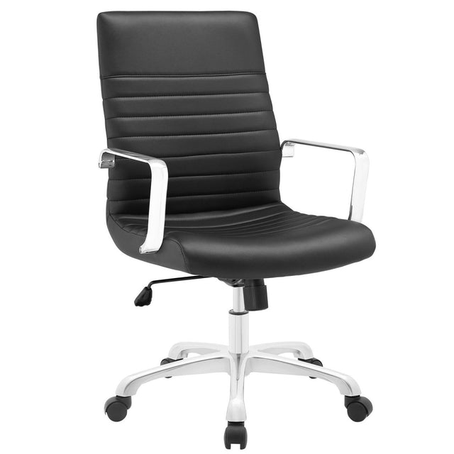 Black Mid Back Office Chair – Chrome and Aluminum Frame - Workspace - Alpine Outlets