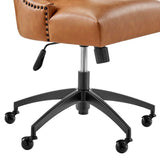 Black Tan Channel Tufted Vegan Leather Office Chair – Nailhead Trim - Workspace - Alpine Outlets