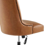 Black Tan Channel Tufted Vegan Leather Office Chair – Nailhead Trim - Workspace - Alpine Outlets
