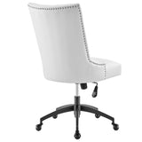 Black White Channel Tufted Vegan Leather Office Chair – Nailhead Trim - Workspace - Alpine Outlets