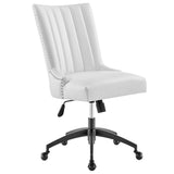 Black White Channel Tufted Vegan Leather Office Chair – Nailhead Trim - Workspace - Alpine Outlets