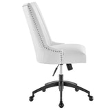 Black White Channel Tufted Vegan Leather Office Chair – Nailhead Trim - Workspace - Alpine Outlets