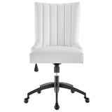 Black White Channel Tufted Vegan Leather Office Chair – Nailhead Trim - Workspace - Alpine Outlets