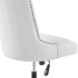 Black White Channel Tufted Vegan Leather Office Chair – Nailhead Trim - Workspace - Alpine Outlets