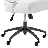 Black White Channel Tufted Vegan Leather Office Chair – Nailhead Trim - Workspace - Alpine Outlets