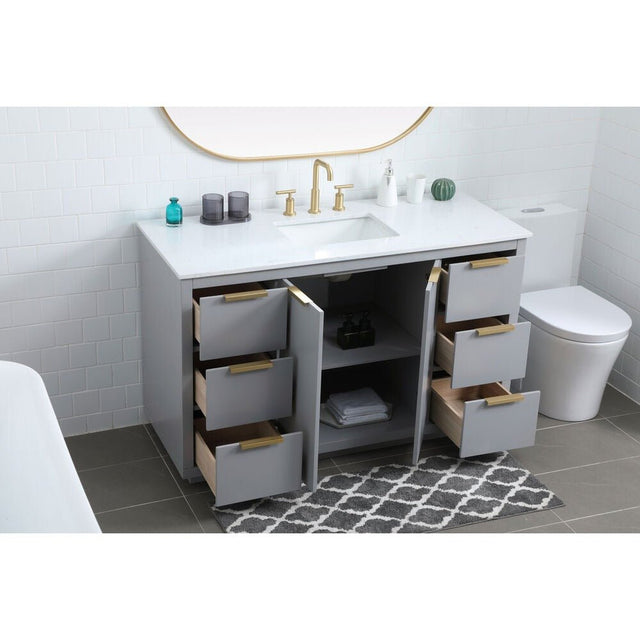 Blake 54 inch Free Standing Single Basin Vanity in Grey - 🟢 Bathroom Vanities available at Alpine Outlets in Denver