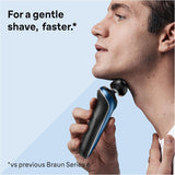 Braun Series 6 6175cc blue electric shaver in use