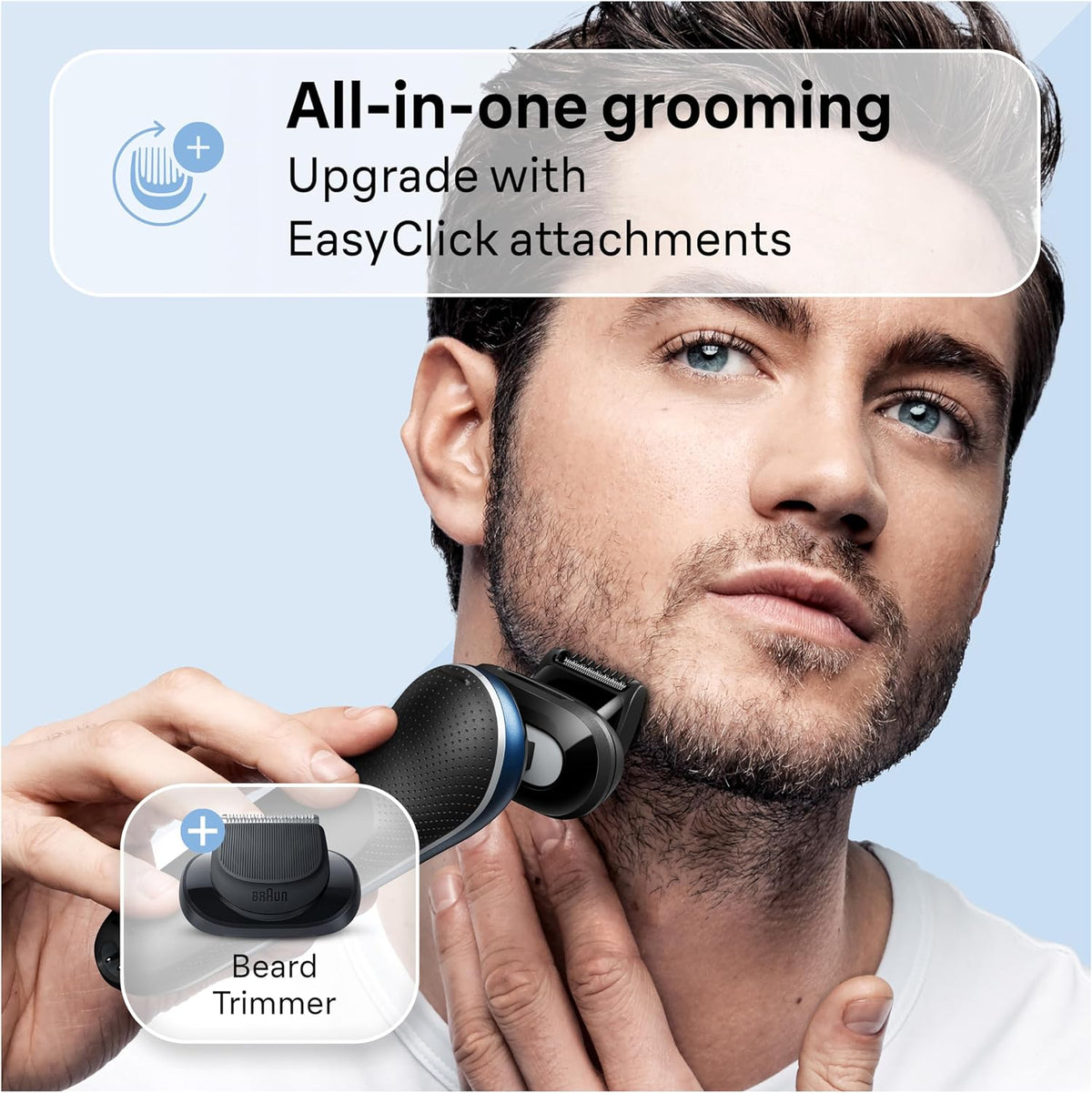 Braun 6175cc EasyClick beard trimmer attachment in use