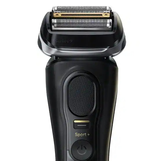 Braun Series 9 Sport+ 9350cc black and gold shaver close-up