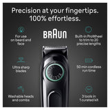 Braun AIO3430 Series 3 trimmer features, 20 length settings and 50-minute runtime