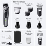 Braun AIO7440 kit contents, attachments, charging stand and organizer case