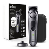 Braun AIO7440 Series 7 trimmer, stand, organizer case and bilingual kit packaging