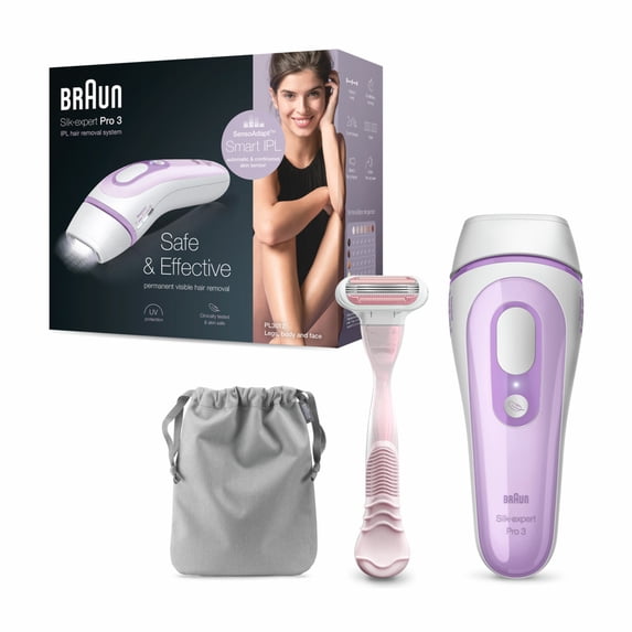 Braun Silk-expert Pro 3 PL3012 IPL Hair Removal Kit and accessories