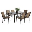 Braymor 7 Piece Outdoor Dining Set Steel Frame Textilene Chairs Brown - Outdoor Furniture Sets - Alpine Outlets