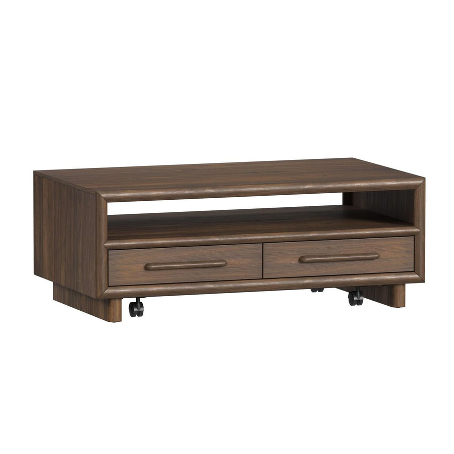 Brisbane 4-Drawer Coffee Table with Casters in Brown