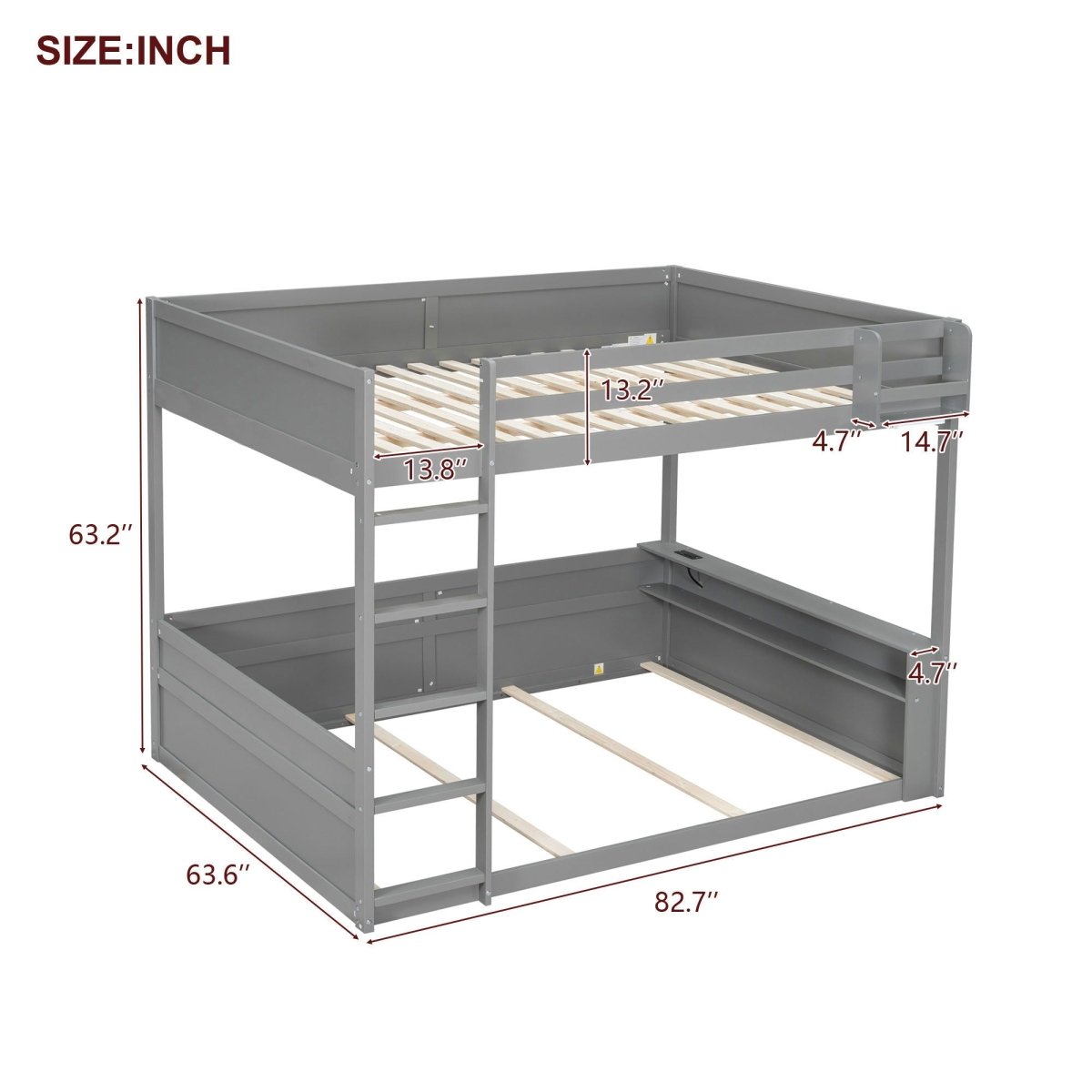 Bunk Bed With Built In Shelves, Storage Box, LED Light And USB Charging Station - Bunk Beds available at Alpine Outlets in Denver