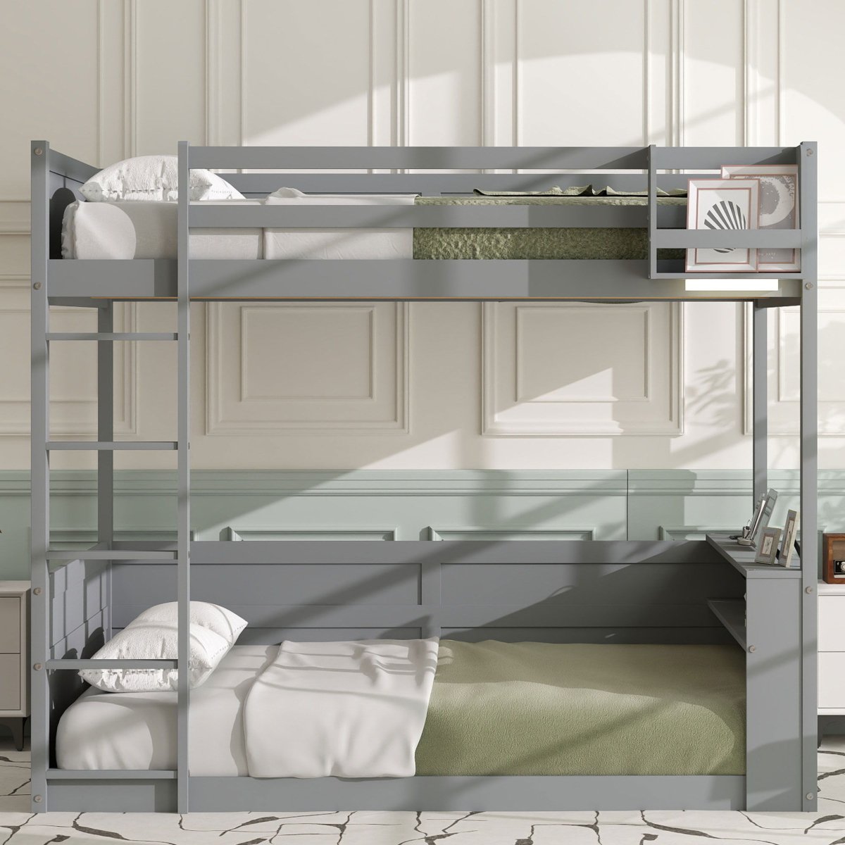 Bunk Bed With Built In Shelves, Storage Box, LED Light And USB Charging Station - Bunk Beds available at Alpine Outlets in Denver