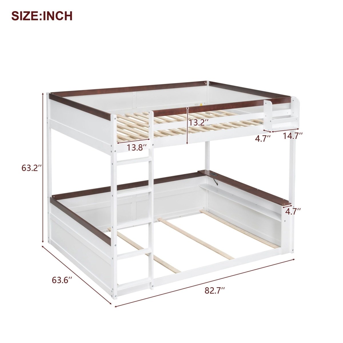 Bunk Bed With Built In Shelves, Storage Box, LED Light And USB Charging Station - Bunk Beds available at Alpine Outlets in Denver