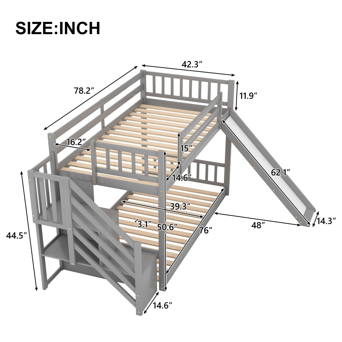 Bunk Bed With Convertible Slide And Stairway - Bunk Beds available at Alpine Outlets in Denver
