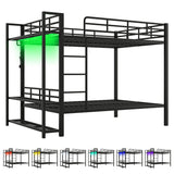 Bunk Bed With Storage Shelves, Clothes Hooks, LED Light - Bunk Beds available at Alpine Outlets in Denver