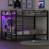 Bunk Bed With Storage Shelves, Clothes Hooks, LED Light - Bunk Beds available at Alpine Outlets in Denver