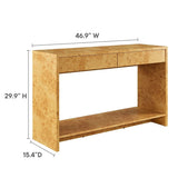 Burl Wood Console Table with 2 Drawers and Shelf – 47 Inch - Ottomans available at Alpine Outlets in Denver