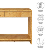 Burl Wood Console Table with 2 Drawers and Shelf – 47 Inch - Ottomans available at Alpine Outlets in Denver
