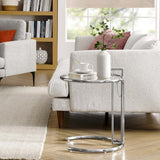 C Shaped Glass Side Table with Metal Frame – Adjustable 20 Inch - End & Side Tables available at Alpine Outlets in Denver