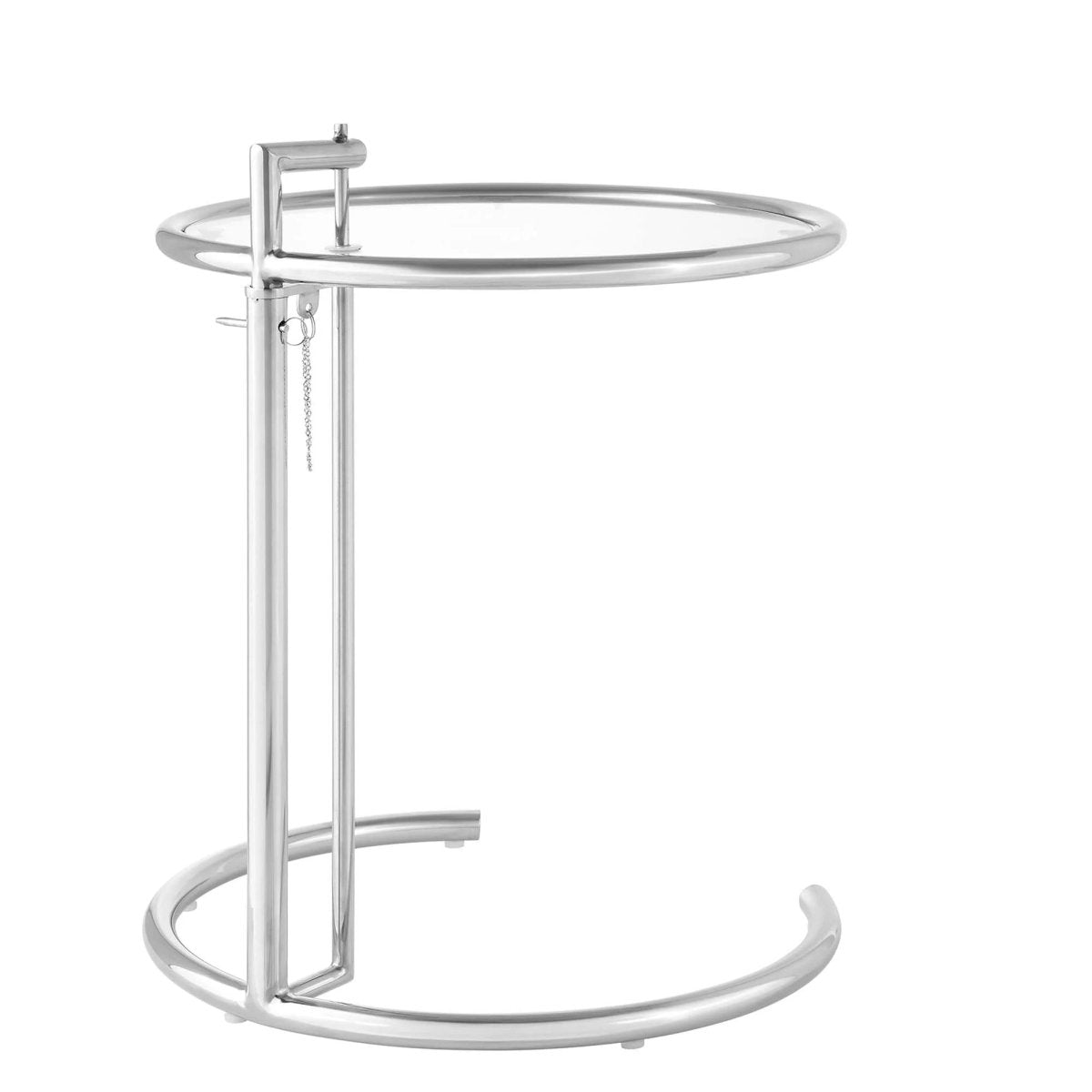 C Shaped Glass Side Table with Metal Frame – Adjustable 20 Inch - End & Side Tables available at Alpine Outlets in Denver