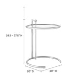 C Shaped Glass Side Table with Metal Frame – Adjustable 20 Inch - End & Side Tables available at Alpine Outlets in Denver