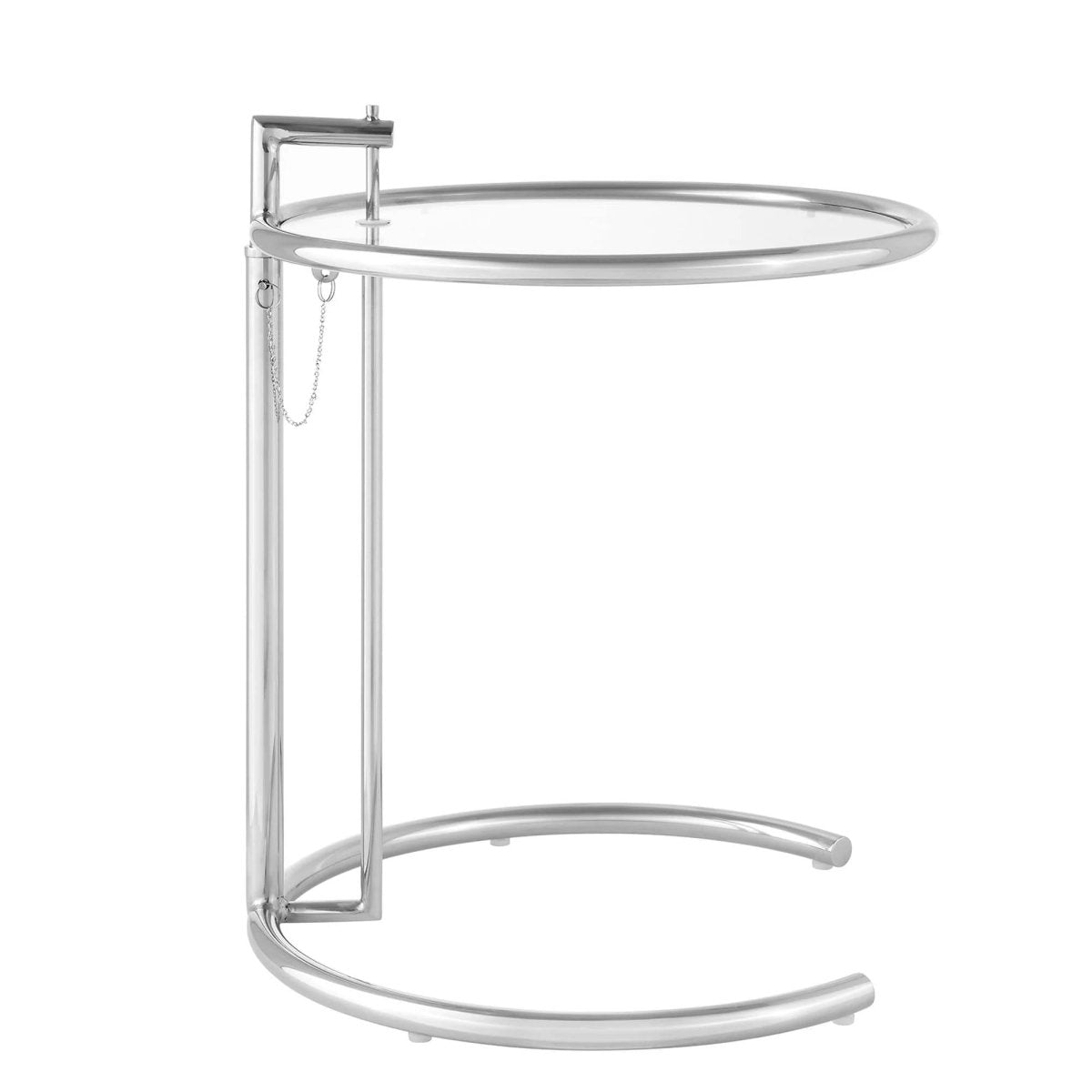 C Shaped Glass Side Table with Metal Frame – Adjustable 20 Inch - End & Side Tables available at Alpine Outlets in Denver