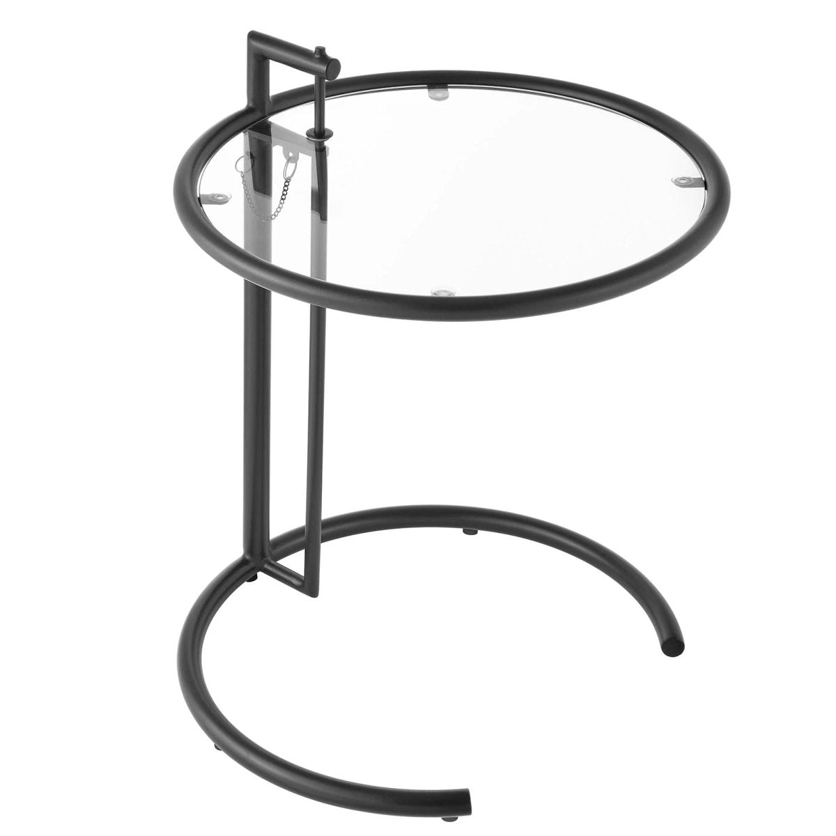 C Shaped Glass Side Table with Metal Frame – Adjustable 20 Inch - End & Side Tables available at Alpine Outlets in Denver